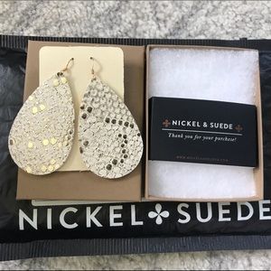 Nickel & Suede Creme de la Creme leather earrings